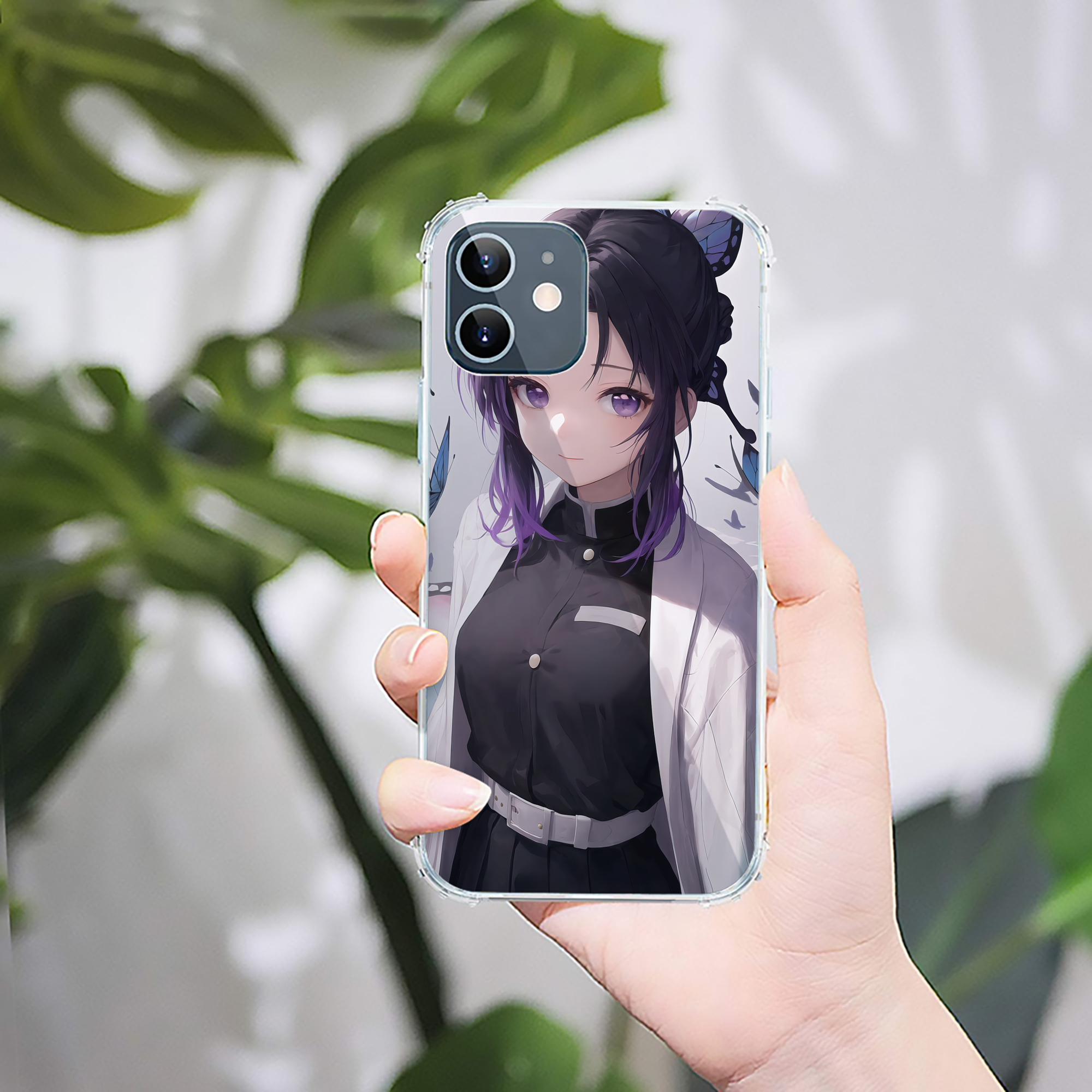 （画像用） 鬼滅の刃（きめつのやいば）蟲柱-胡蝶 しのぶ／こちょう しのぶ Kochou Shinobu 【iPhone 12シリーズ対応】透明スマホケース（クリアソフトケース）